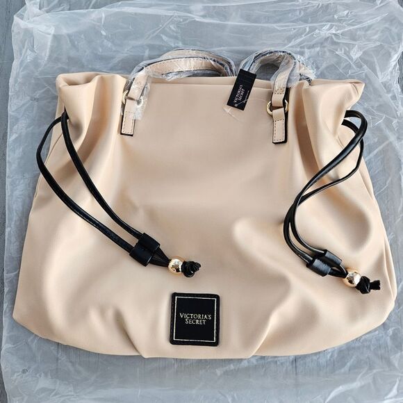 VICTORIA'S SECRET BARE CINCH TOP FAUX LEATHER PURSE TOTE NEW - Picture 9 of 16